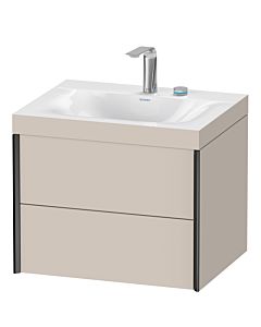 Duravit XViu Waschtisch-Unterschrank XV4614EB291C 60x48cm, 2 Schubkästen, 2 Hahnlöcher, schwarz matt, Rahmen C, taupe matt