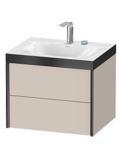 Duravit XViu Waschtisch-Unterschrank XV4614EB291P 60x48cm, 2 Schubkästen, 2 Hahnlöcher, schwarz matt, Rahmen P, taupe matt