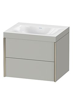 Duravit XViu vanity unit XV4614NB107C 60x48cm, 2 drawers, without tap hole, matt champagne, Rahmen C, matt concrete gray