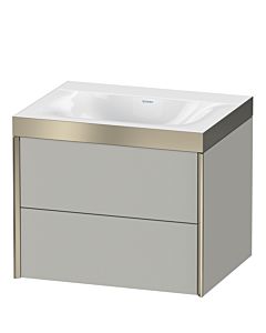 Duravit Meuble sous-vasque XViu XV4614NB107P 60x48cm, 2 tiroirs, sans trou pour robinet, champagne mat, Rahmen P, gris béton mat