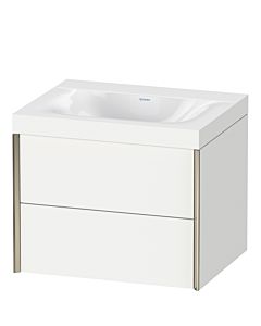 Duravit Meuble sous-vasque XViu XV4614NB118C 60x48cm, 2 tiroirs, sans trou pour robinet, champagne mat, Rahmen C, blanc mat