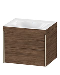 Duravit XViu Waschtisch-Unterschrank XV4614NB121C 60x48cm, 2 Schubkästen, ohne Hahnloch, champagner matt, Rahmen C, nussbaum dunkel