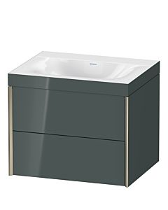 Duravit XViu vanity unit XV4614NB138C 60x48cm, 2 drawers, without tap hole, matt champagne, Rahmen C, dolomiti gray high gloss
