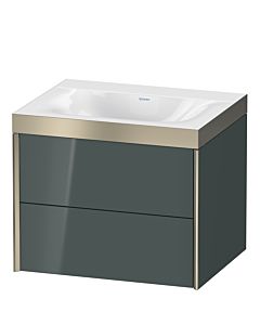 Duravit Meuble sous-vasque XViu XV4614NB138P 60x48cm, 2 tiroirs, sans trou pour robinet, champagne mat, Rahmen P, gris dolomiti brillant