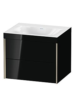 Duravit XViu vanity unit XV4614NB140C 60x48cm, 2 drawers, without tap hole, matt champagne, Rahmen C, high-gloss black