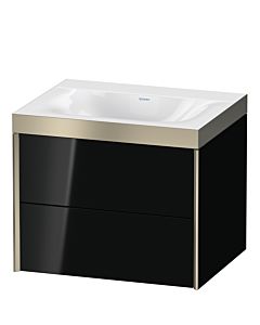 Duravit XViu Waschtisch-Unterschrank XV4614NB140P 60x48cm, 2 Schubkästen, ohne Hahnloch, champagner matt, Rahmen P, schwarz hochglanz