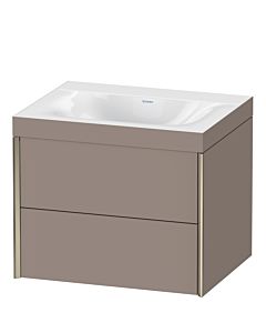 Duravit Meuble sous-vasque XViu XV4614NB143C 60x48cm, 2 tiroirs, sans trou pour robinet, champagne mat, Rahmen C, basalte mat