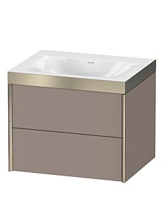 Duravit XViu vanity unit XV4614NB143P 60x48cm, 2 drawers, without tap hole, matt champagne, Rahmen P, matt basalt