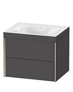 Duravit Meuble sous-vasque XViu XV4614NB149C 60x48cm, 2 tiroirs, sans trou pour robinet, champagne mat, Rahmen C, graphite mat