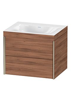 Duravit XViu Waschtisch-Unterschrank XV4614NB179C 60x48cm, 2 Schubkästen, ohne Hahnloch, champagner matt, Rahmen C, nussbaum natur