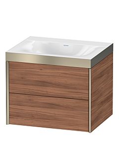 Duravit XViu Waschtisch-Unterschrank XV4614NB179P 60x48cm, 2 Schubkästen, ohne Hahnloch, champagner matt, Rahmen P, nussbaum natur