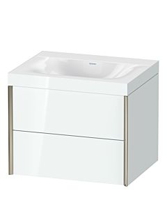 Duravit XViu Waschtisch-Unterschrank XV4614NB185C 60x48cm, 2 Schubkästen, ohne Hahnloch, champagner matt, Rahmen C, weiß hochglanz