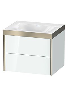 Duravit XViu Waschtisch-Unterschrank XV4614NB185P 60x48cm, 2 Schubkästen, ohne Hahnloch, champagner matt, Rahmen P, weiß hochglanz