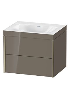 Duravit XViu Waschtisch-Unterschrank XV4614NB189C 60x48cm, 2 Schubkästen, ohne Hahnloch, champagner matt, Rahmen C, flannel grey hochglanz
