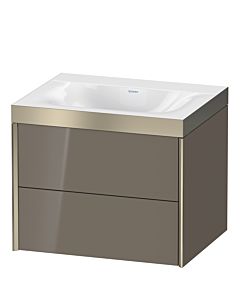 Duravit XViu Waschtisch-Unterschrank XV4614NB189P 60x48cm, 2 Schubkästen, ohne Hahnloch, champagner matt, Rahmen P, flannel grey hochglanz
