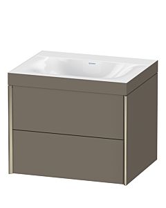 Duravit XViu vanity unit XV4614NB190C 60x48cm, 2 drawers, without tap hole, matt champagne, Rahmen C, flannel gray silk matt
