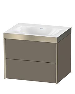 Duravit XViu vanity unit XV4614NB190P 60x48cm, 2 drawers, without tap hole, matt champagne, Rahmen P, flannel gray silk matt