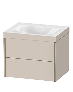 Duravit XViu Waschtisch-Unterschrank XV4614NB191C 60x48cm, 2 Schubkästen, ohne Hahnloch, champagner matt, Rahmen C, taupe matt