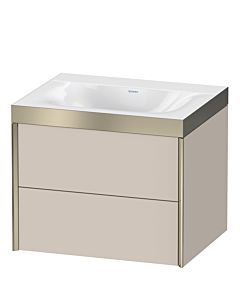 Duravit XViu vanity unit XV4614NB191P 60x48cm, 2 drawers, without tap hole, matt champagne, Rahmen P, matt taupe