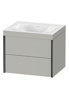 Duravit Meuble sous-vasque XViu XV4614NB207C 60x48cm, 2 tiroirs, sans trou pour robinet, noir mat, Rahmen C, gris béton mat