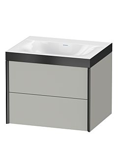 Duravit XViu vanity unit XV4614NB207P 60x48cm, 2 drawers, without tap hole, matt black, Rahmen P, matt concrete gray