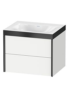Duravit Meuble sous-vasque XViu XV4614NB218P 60x48cm, 2 tiroirs, sans trou pour robinet, noir mat, Rahmen P, blanc mat