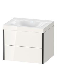 Duravit Meuble sous-vasque XViu XV4614NB222C 60x48cm, 2 tiroirs, sans trou pour robinet, noir mat, Rahmen C, blanc brillant