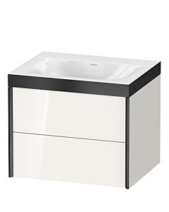 Duravit XViu Waschtisch-Unterschrank XV4614NB222P 60x48cm, 2 Schubkästen, ohne Hahnloch, schwarz matt, Rahmen P, weiß hochglanz