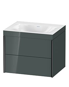 Duravit Meuble sous-vasque XViu XV4614NB238C 60x48cm, 2 tiroirs, sans trou pour robinet, noir mat, Rahmen C, gris dolomiti brillant