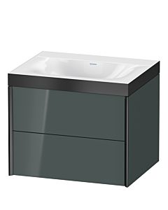 Duravit XViu Waschtisch-Unterschrank XV4614NB238P 60x48cm, 2 Schubkästen, ohne Hahnloch, schwarz matt, Rahmen P, dolomiti grey hochglanz