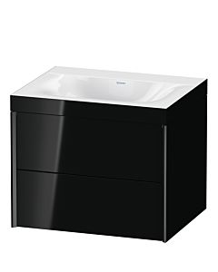 Duravit Meuble sous-vasque XViu XV4614NB240C 60x48cm, 2 tiroirs, sans trou pour robinet, noir mat, Rahmen C, noir brillant