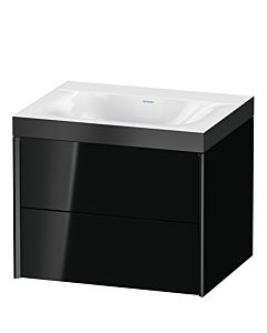 Duravit XViu Waschtisch-Unterschrank XV4614NB240P 60x48cm, 2 Schubkästen, ohne Hahnloch, schwarz matt, Rahmen P, schwarz hochglanz