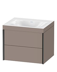 Duravit Meuble sous-vasque XViu XV4614NB243C 60x48cm, 2 tiroirs, sans trou pour robinet, noir mat, Rahmen C, basalte mat