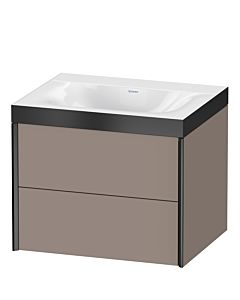 Duravit XViu vanity unit XV4614NB243P 60x48cm, 2 drawers, without tap hole, matt black, Rahmen P, matt basalt