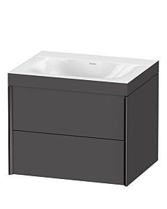 Duravit Meuble sous-vasque XViu XV4614NB249C 60x48cm, 2 tiroirs, sans trou pour robinet, noir mat, Rahmen C, graphite mat