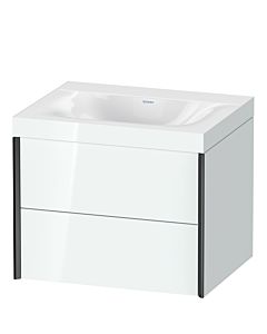 Duravit XViu Waschtisch-Unterschrank XV4614NB285C 60x48cm, 2 Schubkästen, ohne Hahnloch, schwarz matt, Rahmen C, weiß hochglanz