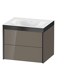 Duravit XViu Waschtisch-Unterschrank XV4614NB289P 60x48cm, 2 Schubkästen, ohne Hahnloch, schwarz matt, Rahmen P, flannel grey hochglanz