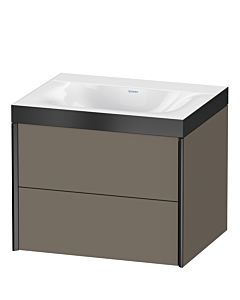 Duravit XViu Waschtisch-Unterschrank XV4614NB290P 60x48cm, 2 Schubkästen, ohne Hahnloch, schwarz matt, Rahmen P, flannel grey seidenmatt