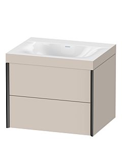 Duravit XViu vanity unit XV4614NB291C 60x48cm, 2 drawers, without tap hole, matt black, Rahmen C, matt taupe