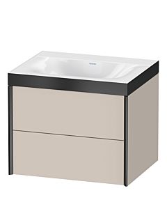 Duravit XViu vanity unit XV4614NB291P 60x48cm, 2 drawers, without tap hole, matt black, Rahmen P, matt taupe