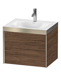Duravit XViu Waschtisch-Unterschrank XV4614OB121P 60x48cm, 2 Schubkästen, 1 Hahnloch, champagner matt, Rahmen P, nussbaum dunkel