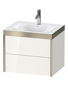 Duravit XViu Waschtisch-Unterschrank XV4614OB122P 60x48cm, 2 Schubkästen, 1 Hahnloch, champagner matt, Rahmen P, weiß hochglanz