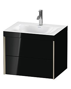 Duravit XViu Waschtisch-Unterschrank XV4614OB140C 60x48cm, 2 Schubkästen, 1 Hahnloch, champagner matt, Rahmen C, schwarz hochglanz