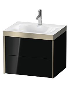 Duravit XViu Waschtisch-Unterschrank XV4614OB140P 60x48cm, 2 Schubkästen, 1 Hahnloch, champagner matt, Rahmen P, schwarz hochglanz