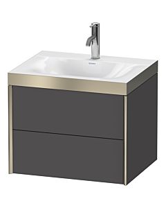 Duravit XViu Waschtisch-Unterschrank XV4614OB149P 60x48cm, 2 Schubkästen, 1 Hahnloch, champagner matt, Rahmen P, graphit matt