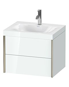 Duravit XViu Waschtisch-Unterschrank XV4614OB185C 60x48cm, 2 Schubkästen, 1 Hahnloch, champagner matt, Rahmen C, weiß hochglanz