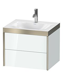 Duravit XViu Waschtisch-Unterschrank XV4614OB185P 60x48cm, 2 Schubkästen, 1 Hahnloch, champagner matt, Rahmen P, weiß hochglanz