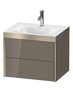 Duravit XViu vanity unit XV4614OB189P 60x48cm, 2 drawers, 2000 tap hole, matt champagne, Rahmen P, flannel gray high gloss