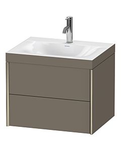 Duravit XViu vanity unit XV4614OB190C 60x48cm, 2 drawers, 2000 tap hole, matt champagne, Rahmen C, flannel gray silk matt