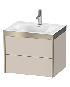 Duravit XViu vanity unit XV4614OB191P 60x48cm, 2 drawers, 2000 tap hole, matt champagne, Rahmen P, matt taupe